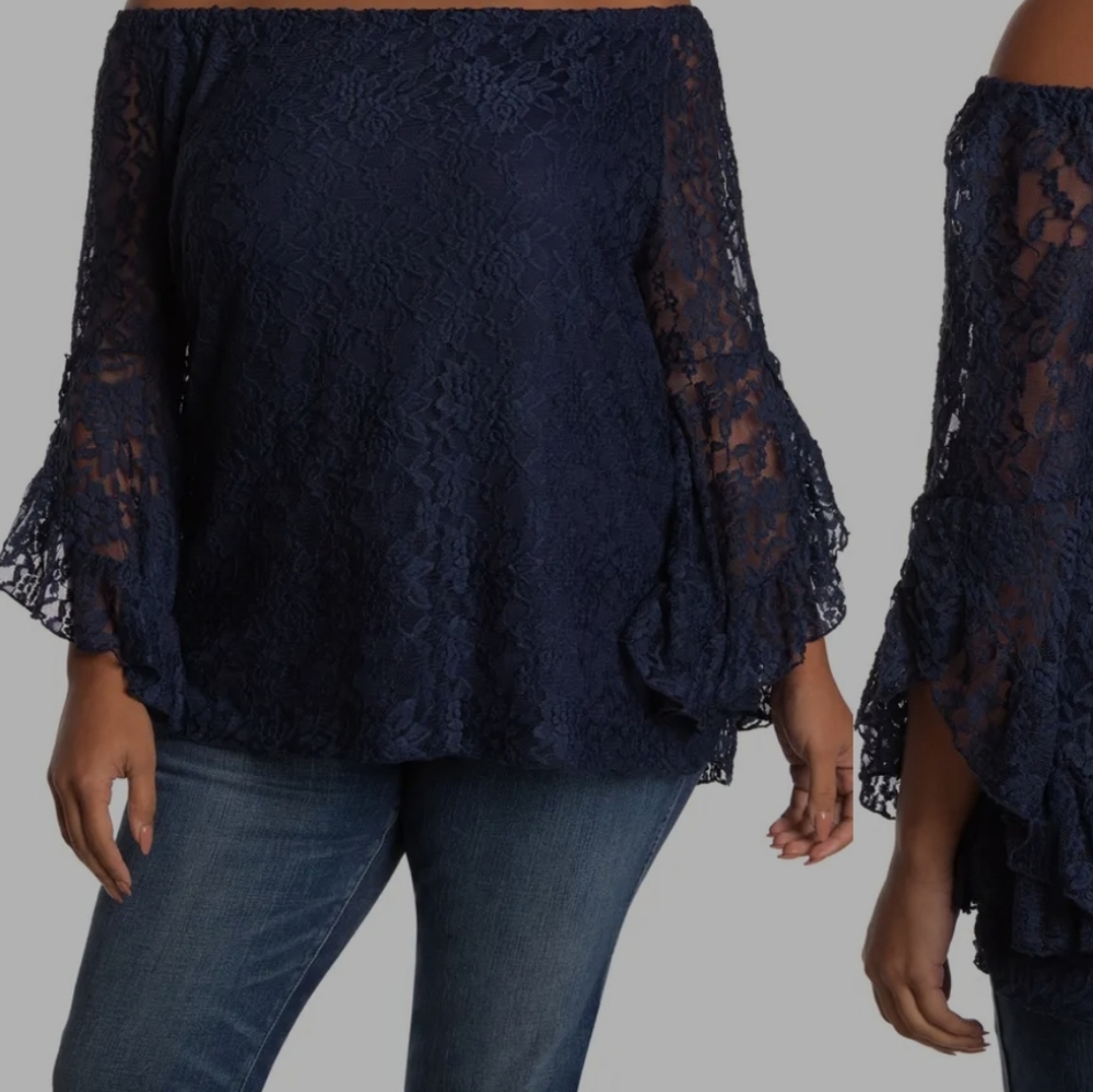 Forgotten Grace Navy Blue lace Blouse